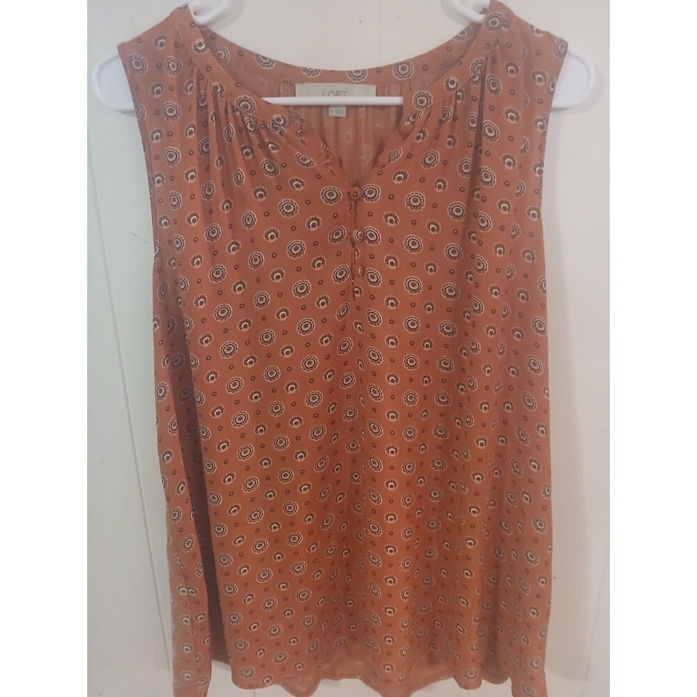 LOFT Women's Sleeveless Blouse With Geometric Pattern Size Medium Western Boho